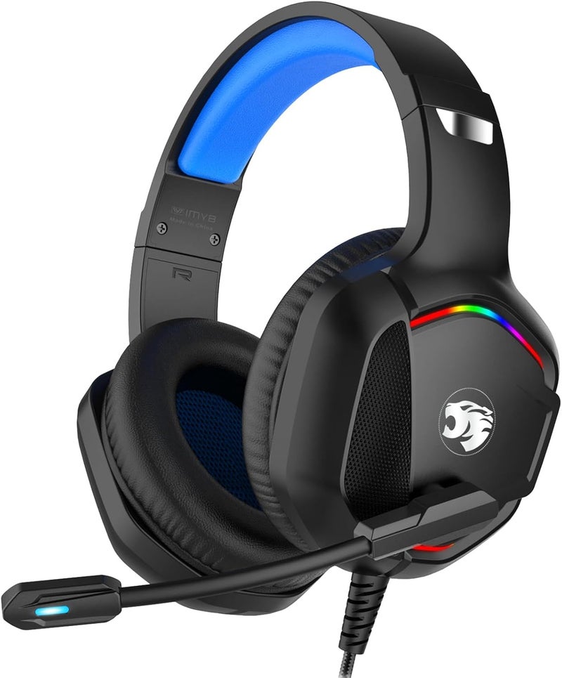 IMYB A36 Gaming Headset with Microphone for Pc, Xbox One Series X/s, Ps4, Ps5, Switch, Stereo Wired Noise Cancelling Over-Ear Headphones with Mic for Computer, Laptop, Mac, Nintendo, Gamer (Blue) - Image 1